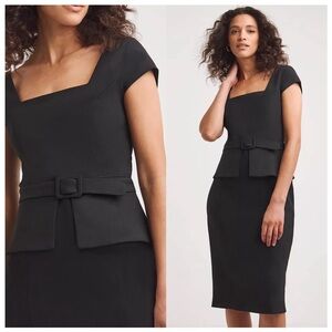 Ted Baker Fleurrr Square Neck Midi Dress With Detachable Belt